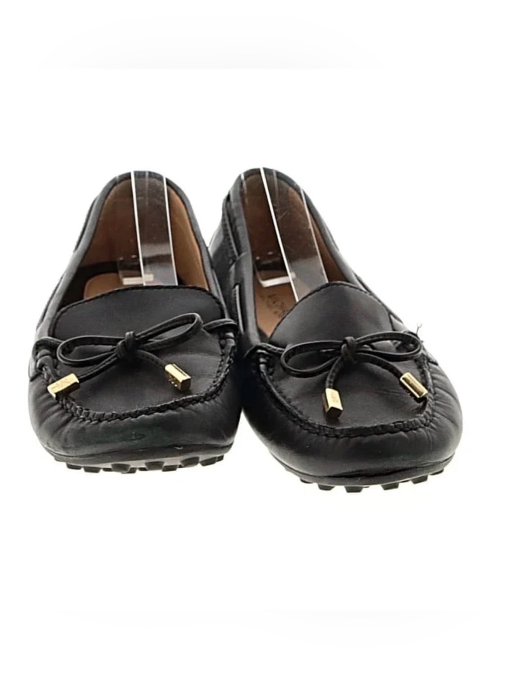 Michael Kors Black Leather Bow-Accent Driving Loafers